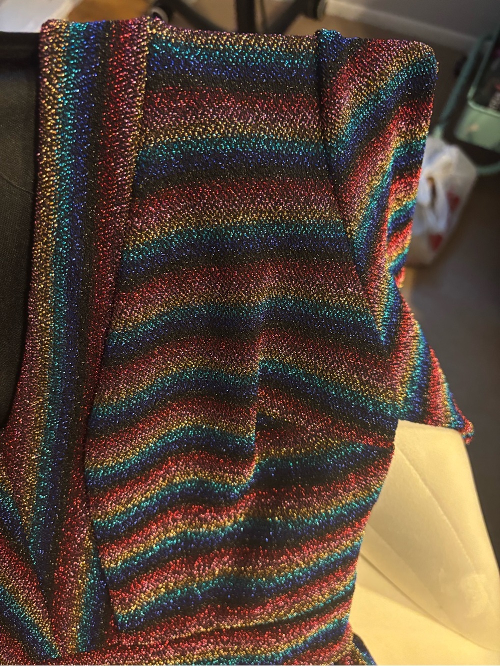 Rainbow sparkly lined ModCloth party dress, long sleeve